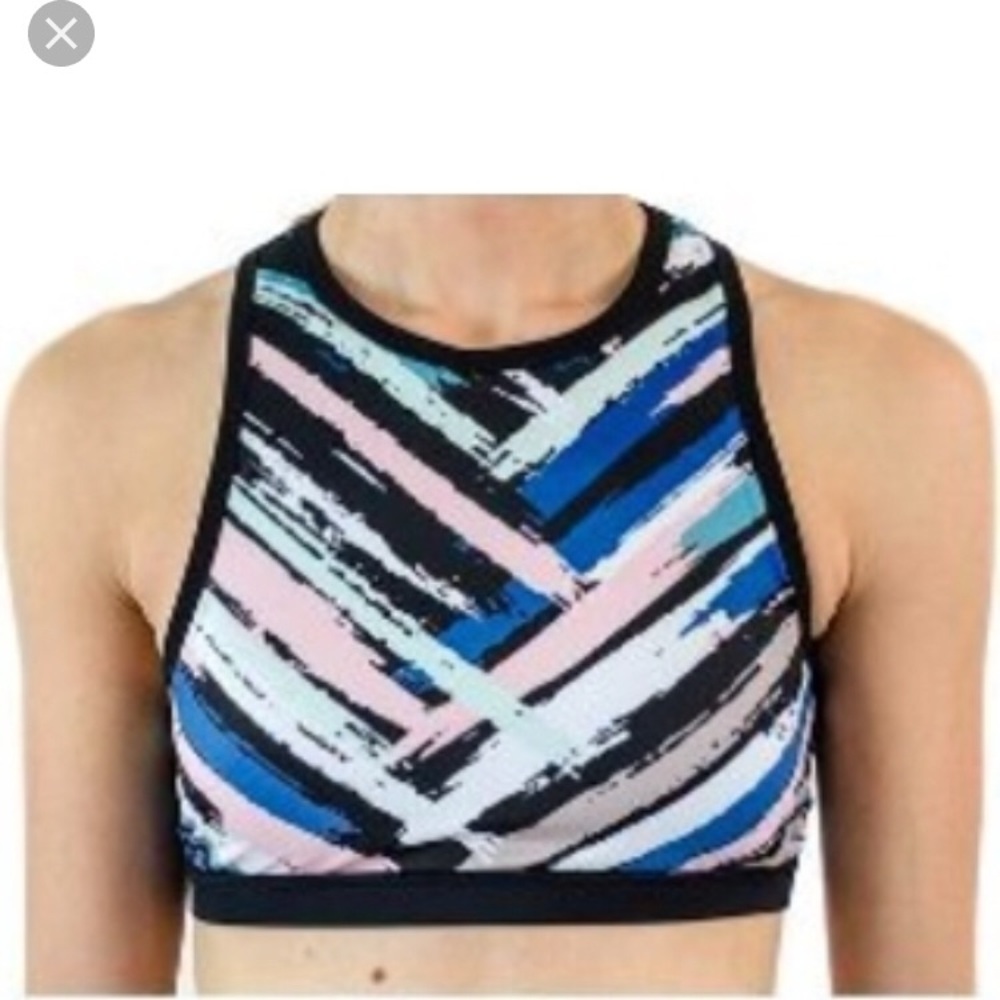 beyond yoga painted chevron mesh RB bra
